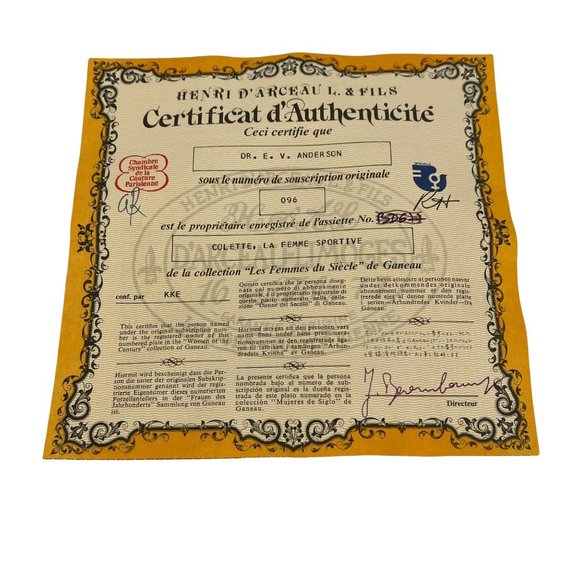 Colette The Sportswoman of 1890 Collectible Plate Women of the Century 1976 - Picture 7 of 8